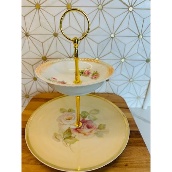 Two-Tier Dessert or Jewelry Trinket Stand‎ | Vintage China - Picture 6 of 7